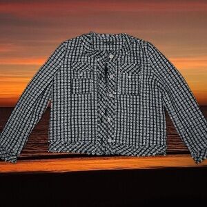 Adrianna Papell Black and White Tweed Blazer